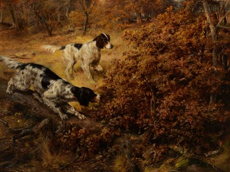 Sample artwork by Edmund Henry Osthaus (1858 - 1928), known for hunting dogs, genre-huntsmen, landscape - View similar artists and auction records