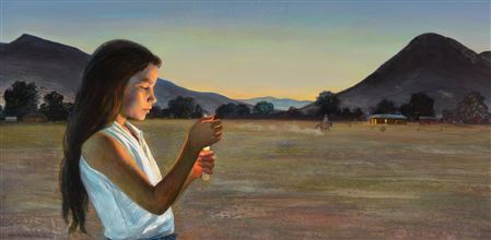 Sample artwork by Peter Hurd (1904 - 1984), known for western landscape, genre and portrait painting, etching - View similar artists and auction records