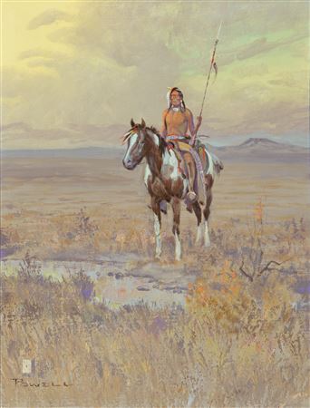 Indian on a Horse with Spear