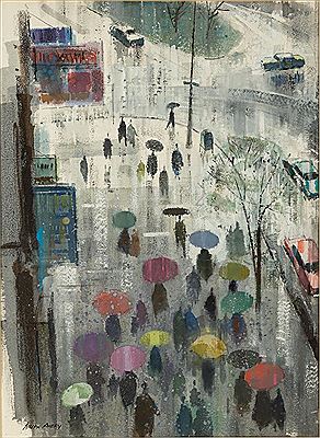 Rainy Street Scene by Ralph Hillyer Avery - Auction record, sale price, and art valuation. Compare with similar artists and explore comparable artworks.