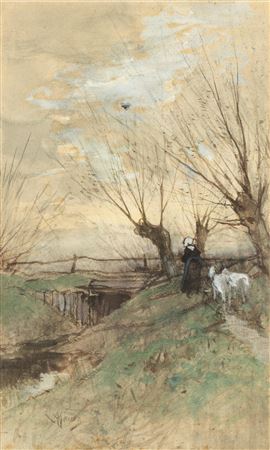Landscape with Woman and Goats by Anton Rudolf Mauve - Auction record, sale price, and art valuation. Compare with similar artists and explore comparable artworks.