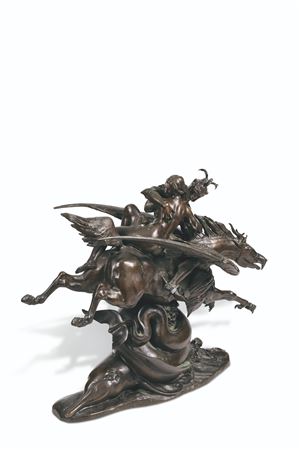 ANGELIQUE ET ROGER, MONTES SUR L'HIPPOGRIFFE (Première version, bouche ouverte)