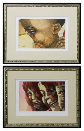 "Hidden Face" and "Three Happy Girls"