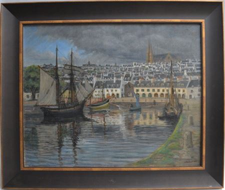 Vannes, voiliers dans le port, 1933.