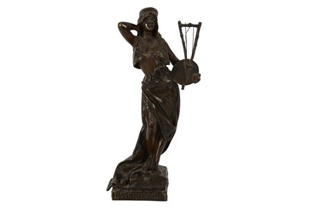 A BRONZE FIGURE OF A GYPSY GIRL, 'BOHEMIENNE' by Emmanuel Villanis - Auction record, sale price, and art valuation. Compare with similar artists and explore comparable artworks.