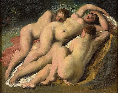 Three bathing nymphs