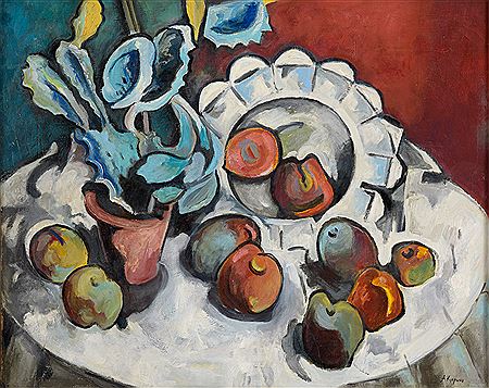 Fruit still life with pot plant