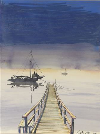 Sailboats at the end of the quay by Nicolas Vial - Auction record, sale price, and art valuation. Compare with similar artists and explore comparable artworks.
