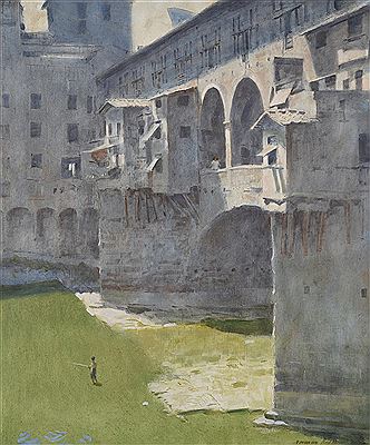 Boy fishing at the Ponte Vecchio