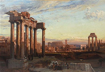 The Temple of Saturn, the Forum and the Colosseum, Rome by Frederick Lee Bridell - Auction record, sale price, and art valuation. Compare with similar artists and explore comparable artworks.