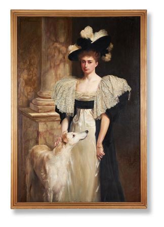 PORTRAIT OF A LADY WITH HER DOG by Julius Hare - Auction record, sale price, and art valuation. Compare with similar artists and explore comparable artworks.