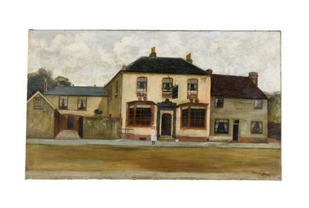 Girl standing outside a pub