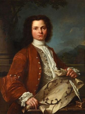 Portrait of a Gentleman, holding a plan of Bernini's Sant'Andrea al Quirinale, Rome by Sebastiano Ceccarini - Auction record, sale price, and art valuation. Compare with similar artists and explore comparable artworks.