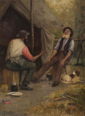Sample artwork by Alfred James Daplyn (1844 - 1926), known for plein aire landscape painting, teaching, illustrating - View similar artists and auction records