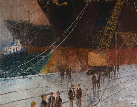 Dock Workers by William Bill Offord - Auction record, sale price, and art valuation. Compare with similar artists and explore comparable artworks.