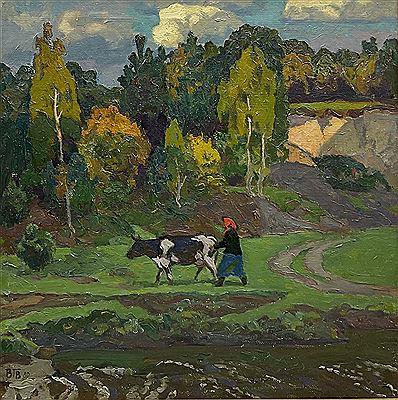 Woman with Cow by Vladimir Vlassov - Auction record, sale price, and art valuation. Compare with similar artists and explore comparable artworks.