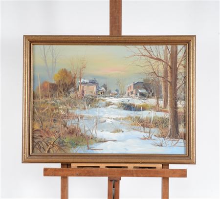 Paysage de Hameau sous la Neige