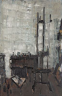 Studio interior in gray