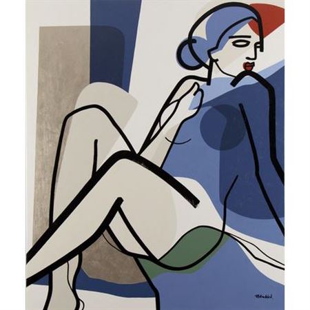 Sample artwork by Marcin Gregorczuk/Blubird (Born 1977), known for self-taught paintings with vivid colors and flowing lines, graphic art - View similar artists and auction records