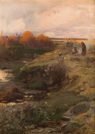 Krajobraz z ogniskiem, 1896