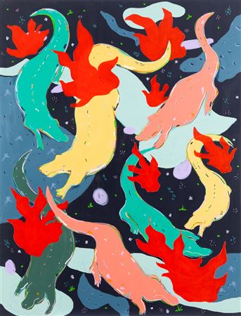 Crocodiles escaping forest in fire, 2020