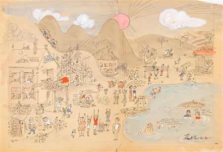 Sample artwork by Zbigniew Lengren (1919 - 2003), known for drawing, illustration, poster and scenography creation, literary texts, poems for children, television entertainment programs, caricatures. - View similar artists and auction records