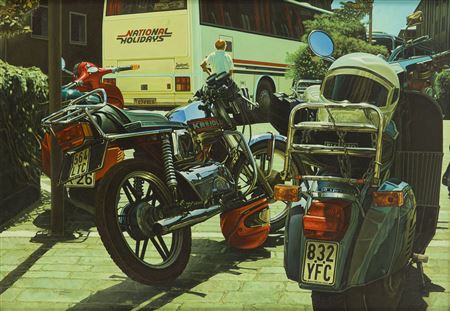 Bonn - motocycle parking lot - Kreidler by Andrzej Adam Sadowski - Auction record, sale price, and art valuation. Compare with similar artists and explore comparable artworks.