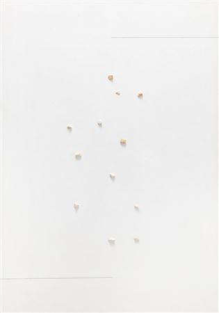 "White painting with stones", 2013/2014