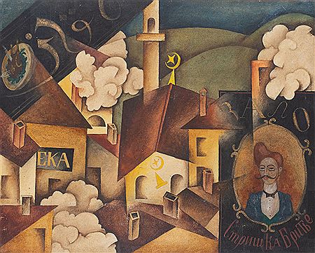 "Kompozycja architektoniczna z fryzjerem", 1920-1922