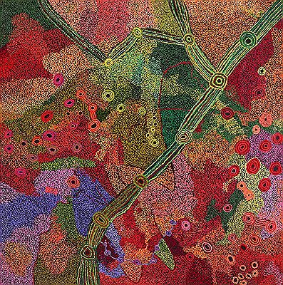 Sample artwork by Sylvia Kantjupai Ken (Born 1965), known for aboriginal art - View similar artists and auction records