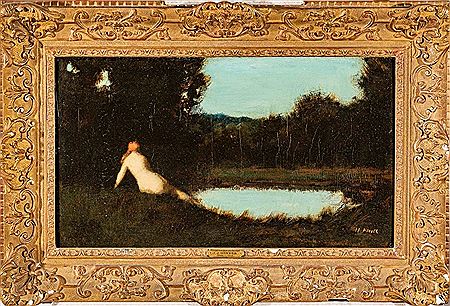 Figure assise de dos dans un paysage