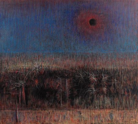 Sample artwork by Everett Spruce (1908 - 2002), known for modernist-leaning landscape, trees, birds, animals - View similar artists and auction records