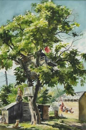 Untitled (Boys and Treehouse in Summer)
