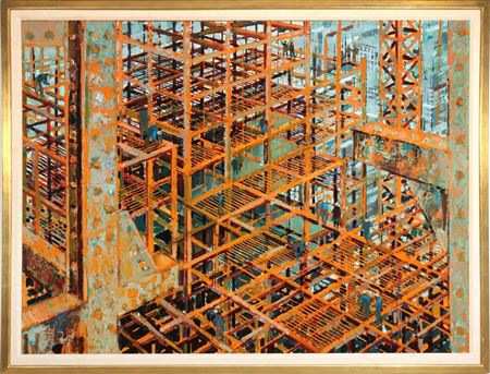 Untitled (Men and Girders) by Jean Monneret - Auction record, sale price, and art valuation. Compare with similar artists and explore comparable artworks.