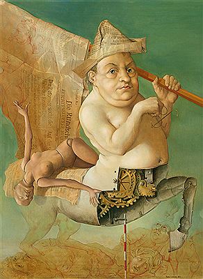 Sample artwork by Hans Reiser (Born 1951), known for paintings and caricatures with high technical virtuosity, attention to detail, and ironic treatment of art historical models. - View similar artists and auction records