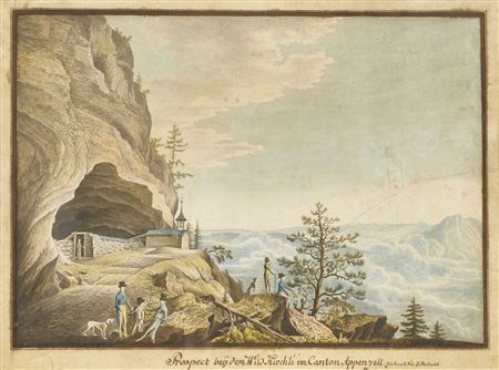 "Prospect at the Wild Kirchli in Canton Appenzell". by Johann Jakob Aschmann - Auction record, sale price, and art valuation. Compare with similar artists and explore comparable artworks.
