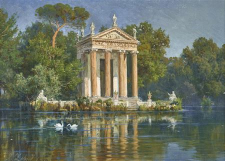 Der Äskulaptempel im Park der Villa Borghese