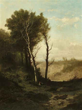 Landscape with a resting farmer