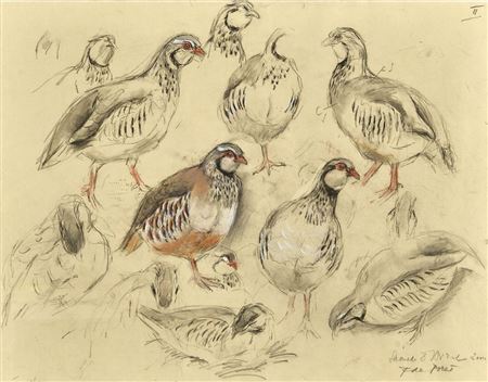 Red partridges by Francois Poret - Auction record, sale price, and art valuation. Compare with similar artists and explore comparable artworks.
