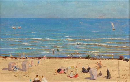 Der sommerliche Strand von Sopot an der Ostsee by William Rothlisberger - Auction record, sale price, and art valuation. Compare with similar artists and explore comparable artworks.