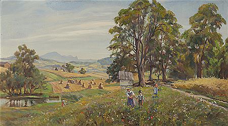 Midsummer in the Salzburger Land with the Gaisberg and Nockstein in the background by Wilhelm Dachauer - Auction record, sale price, and art valuation. Compare with similar artists and explore comparable artworks.