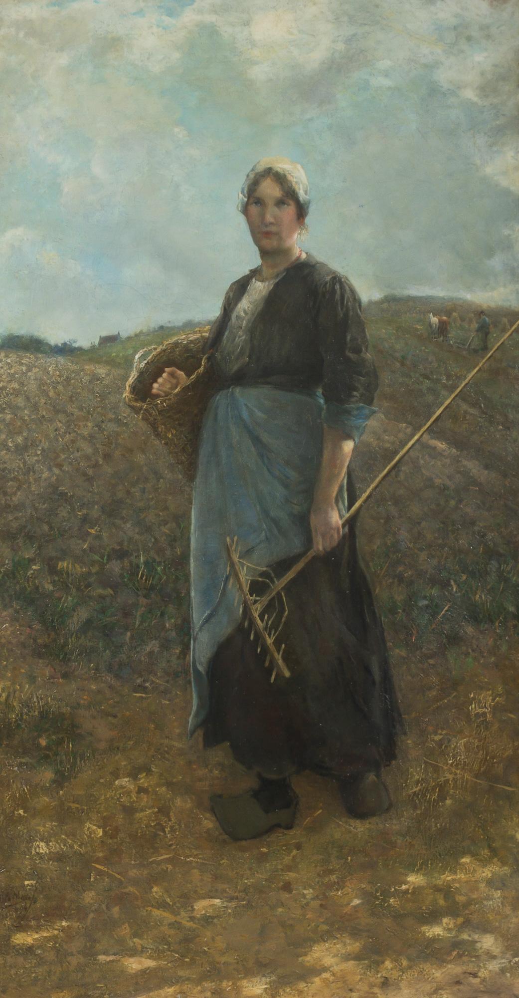 Woman in a Landscape (Harvest Time), 1894 by David de la Mar - Auction record, sale price, and art valuation. Compare with similar artists and explore comparable artworks.