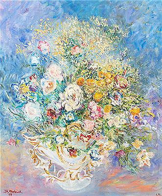 Floral Still Life, 1968 by Ira Moskowitz - Auction record, sale price, and art valuation. Compare with similar artists and explore comparable artworks.