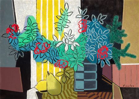 Still Life with Pears and Flowers in a Vase
