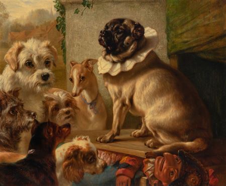 The Pug Show, 1868 by Samuel John Carter - Auction record, sale price, and art valuation. Compare with similar artists and explore comparable artworks.