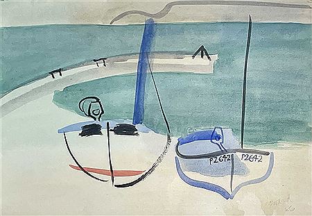 Fishing Boats at Sennen by Charles Howard - Auction record, sale price, and art valuation. Compare with similar artists and explore comparable artworks.