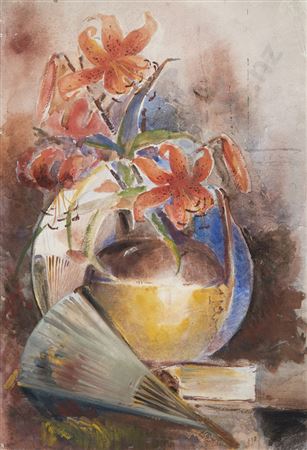 Still Life with Asiatic Lilies & Fan