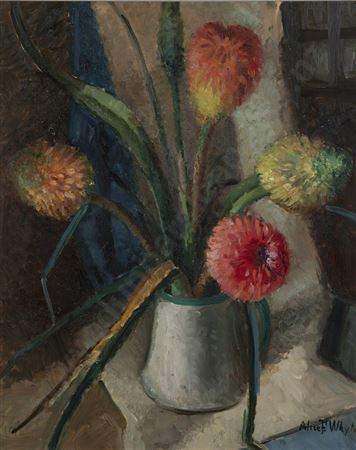 Still Life with Red Hot Pokers