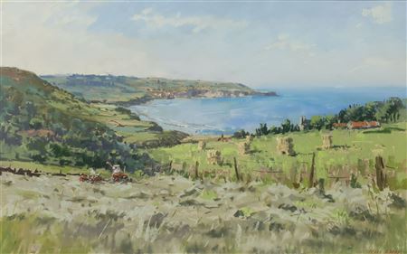 Gathering Hay at the Ravenscar Alum Works looking towards Robin Hood's Bay by Angus Bernard Rands - Auction record, sale price, and art valuation. Compare with similar artists and explore comparable artworks.