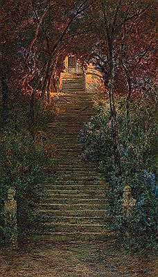 Aufgang zur Villa d'Este im Sonnenlicht